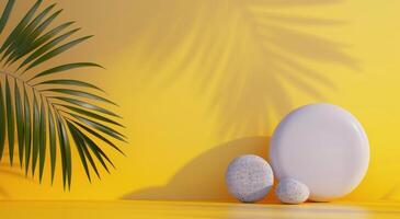 Palm Tree and Lemon on White Table photo