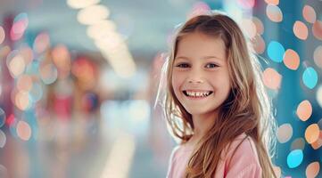 Girl Smiling in Indoor Setting photo