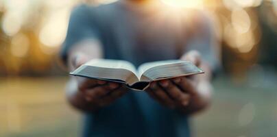 Man Reading Book Outdoors photo