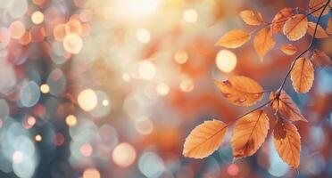 Autumn Leaves With Bokeh Background photo