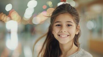 Girl Smiling in Indoor Setting photo