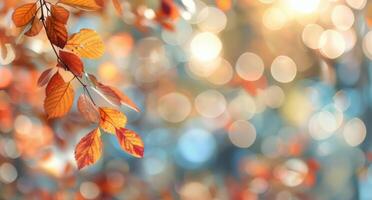 Autumn Leaves Falling in Sunlight photo