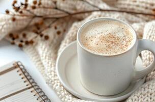 Cozy Coffee Break on a Knit Blanket photo