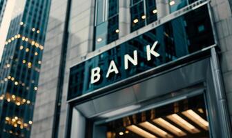 Modern Bank Building Entrance photo