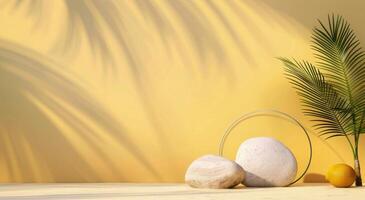 White Rocks and Yellow Sphere on a Platform photo