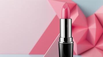 Pink Lipstick on Geometric Background photo