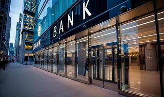 Modern Bank Building Entrance photo