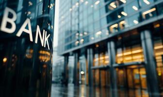 Modern Bank Building Entrance photo