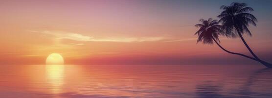 Palm Trees at Sunset Over the Ocean photo