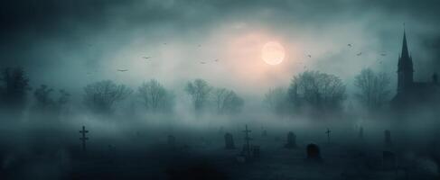Spooky Church Under Moonlight photo