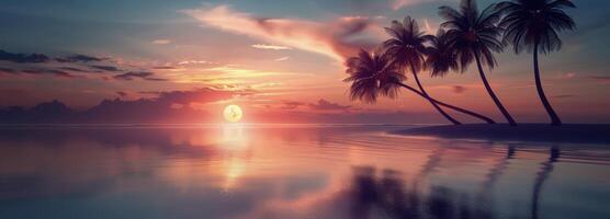 Palm Trees at Sunset Over the Ocean photo