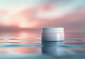 White Cream Jar Floating in Water photo