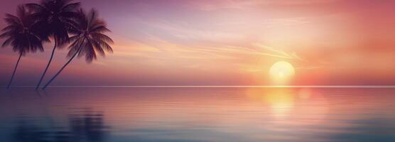 Palm Trees at Sunset Over the Ocean photo