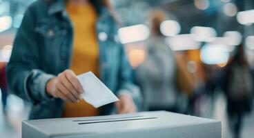 Person Voting in a Ballot Box photo
