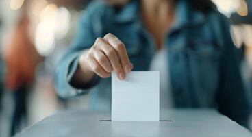 Person Voting in a Ballot Box photo