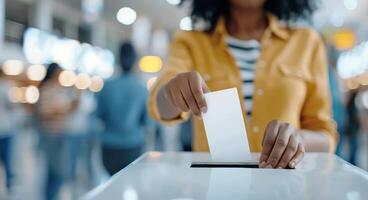 Person Voting in a Ballot Box photo