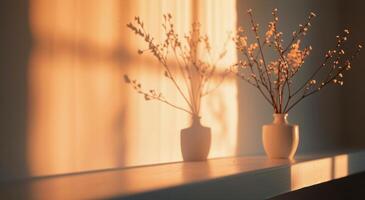 Sunset Light on Windowsill photo
