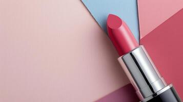 Pink Lipstick on Geometric Background photo