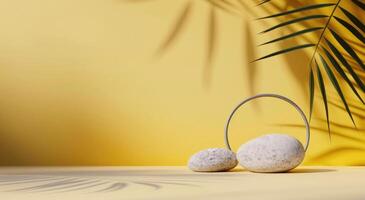 White Rocks and Yellow Sphere on a Platform photo