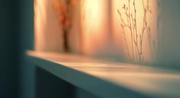Sunset Light on Windowsill photo