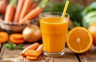 Glass of Orange Juice With Carrots photo