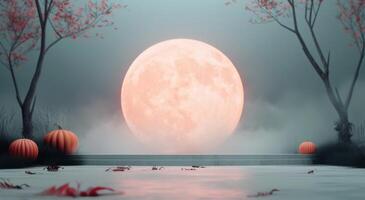 Full Moon Over Foggy Halloween Night photo