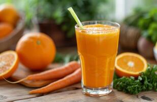 Glass of Orange Juice With Carrots photo