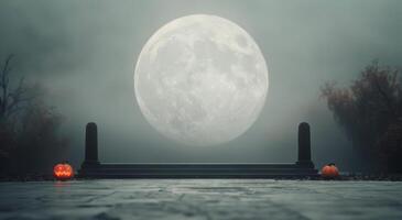 Full Moon Over Foggy Halloween Night photo