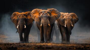 Group of Three Elephants Standing Together photo