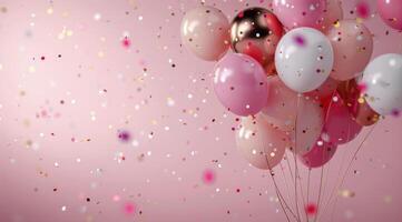 Pink Balloons and Confetti photo