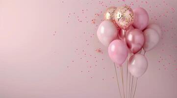 Pink Balloons and Confetti photo