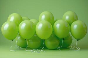 A Bunch of Green Balloons Floating in the Air photo