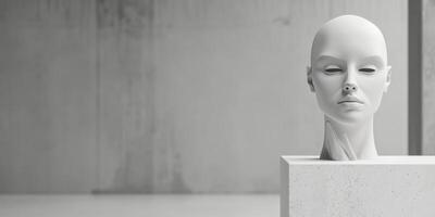 White Bust Sculpture on Pedestal photo