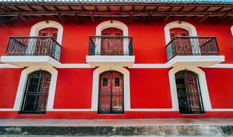 Architecture of colorful houses of Granada photo