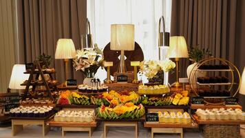 a table with a lot of food on it photo