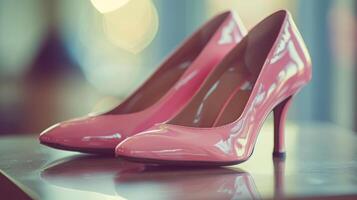 Pink High Heels on Table photo