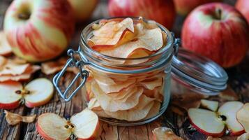 Glass Jar Filled With Sliced Apples on Table photo