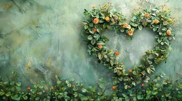 Heart Formed by Leaves and Flowers photo