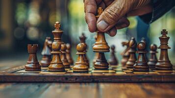 Person Playing Chess on a Chess Board photo