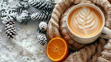 A Cup of Hot Chocolate on a Wooden Table photo