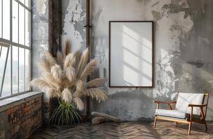 Room With Chair, Potted Plants, and Picture Frame photo