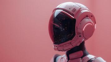 Red and Black Robot in Front of Pink Wall photo
