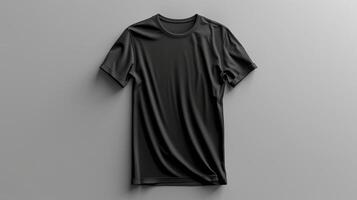 Black t-shirt mockup isolated on grey background. photo