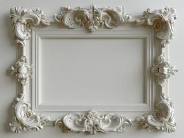 white frame in classic interior with white background photo
