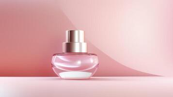 Perfume bottle mockup on pink background photo