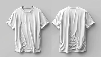 Blank white t-shirt mockup, front and back view photo