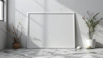 Mock up poster frame in modern interior background, photo