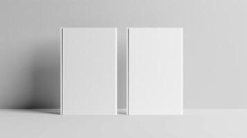 Blank white book mockup on white background. photo