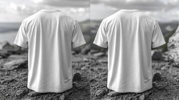 Back view of white t-shirt mockup, photo