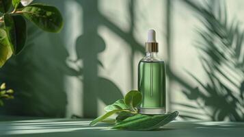 Close-Up of a Bottle of Green Tea Leaves photo